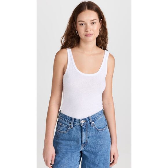 LESET Laura Scoop Neck Tank Top White - XS - Picture 1 of 6